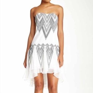 Free People Radiating Angles Strapless Dress -‎ White and Black